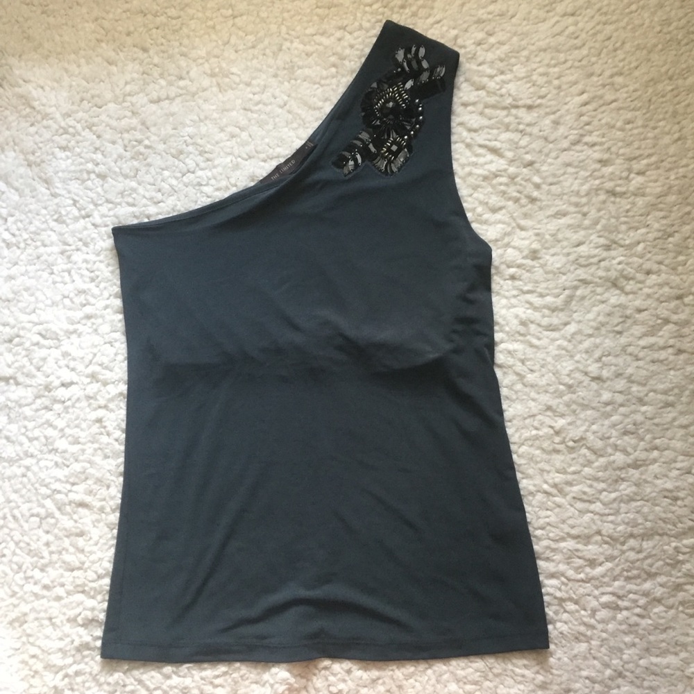 The Limited One Shoulder Embellished Tank Top S